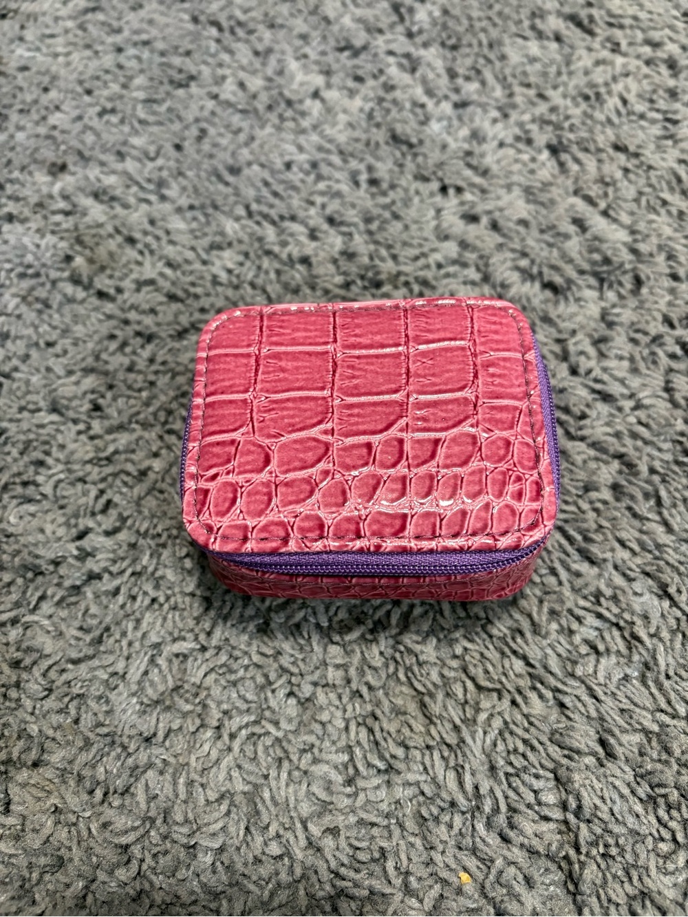 Pink Croc-Embossed Jewelry Case